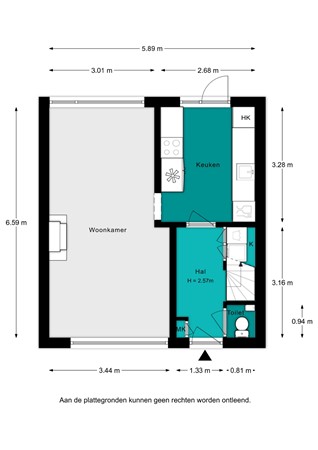 Plattegrond - Hazebrouckstraat 35, 4793 CR Fijnaart - Hazebrouckstraat 35 - Begane grond - 2D.jpg